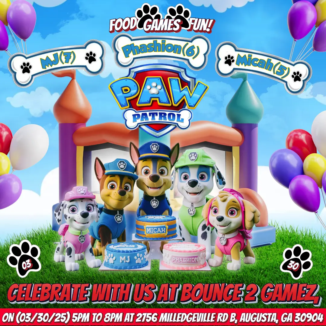 Children's birthday party promotional flyer